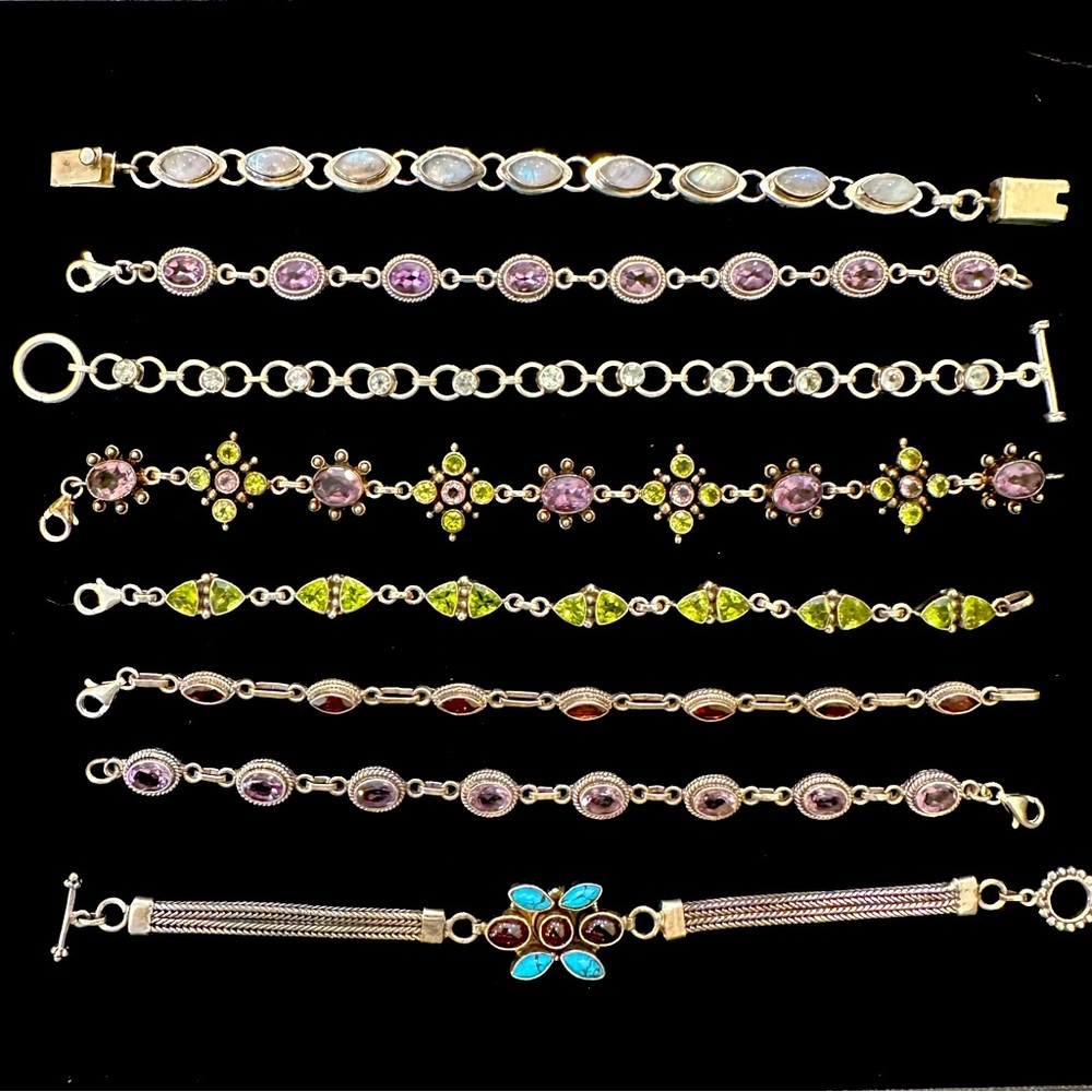 Coming Soon!! Collection of vintage sterling silver and gemstone bracelets